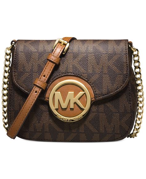 michael kors brown crossbody purse gold chain gold name plate|Michael Kors leather crossbody bag.